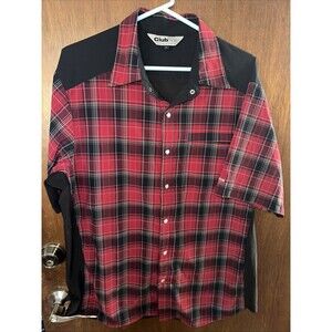 Club Ride Shirt Red Black Plaid Snap Front Outdoor Vented Mesh Mens Large